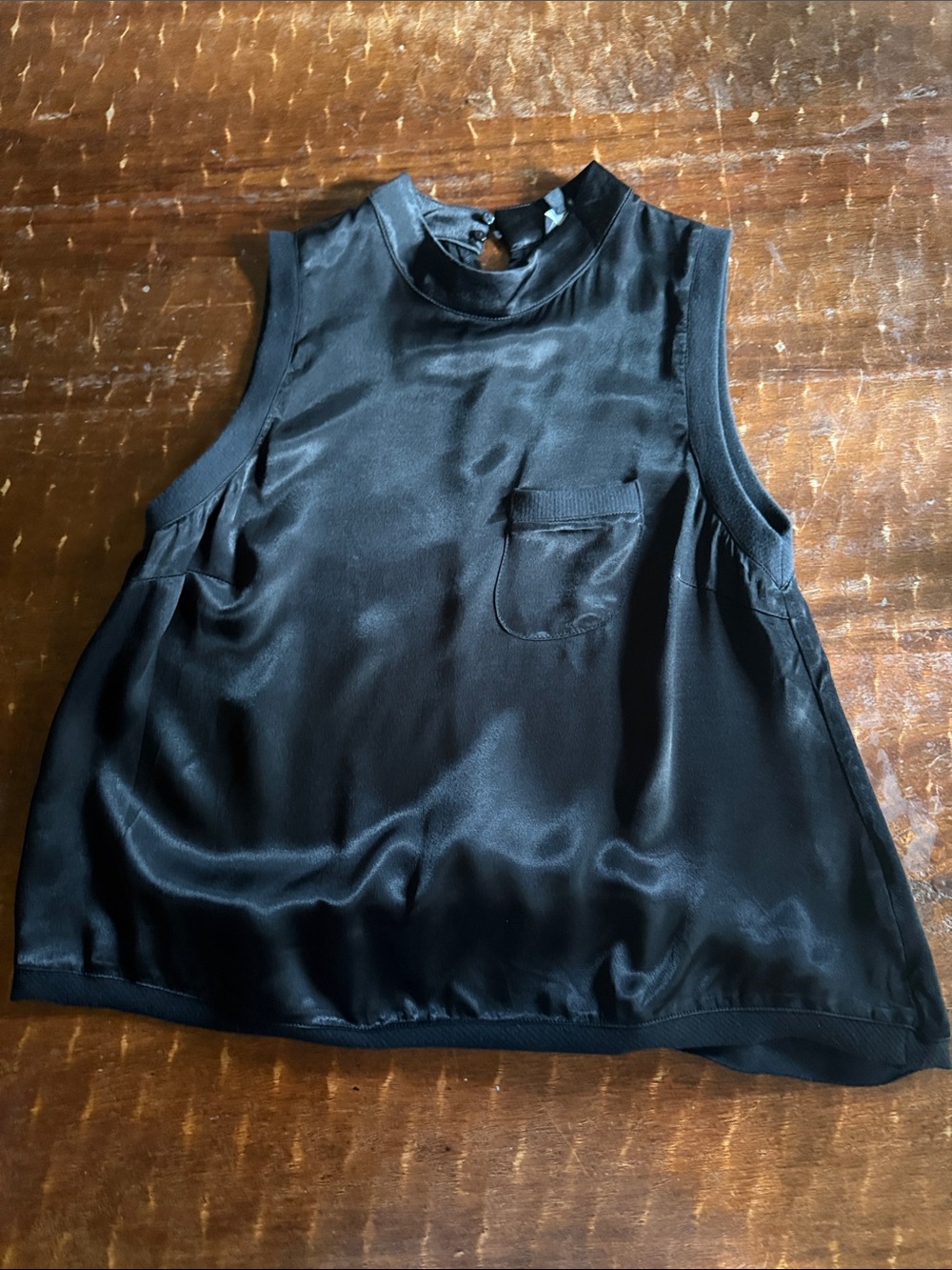 Fate Satin Mock Neck Sleeveless Top - Black